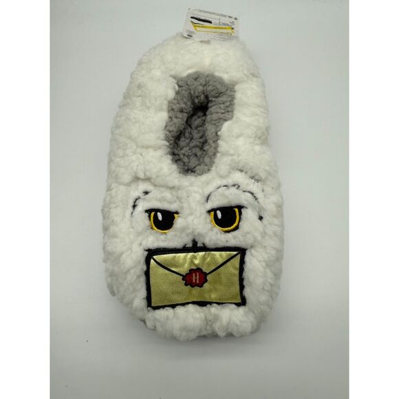 Harry Potter Owl Fuzzy Slippers Size ( small 4-7) White/Grey Lounge Comfy Warm - Picture 1 of 4